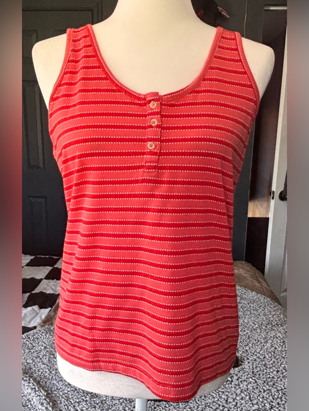 NWT! Sonoma Coral & Salmon Striped Scoop Neck Tank Top